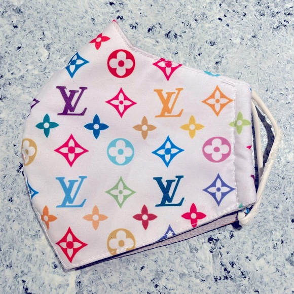 Handmade Designer Inspired Rainbow Monogram Face Mask - Picture 1 of 4